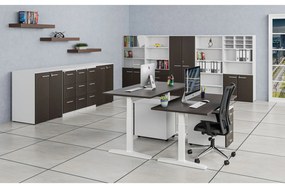 Kancelárska komoda k stolu PRIMO WHITE, 740 x 600 x 420 mm, biela/wenge