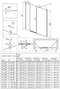 Deante Kerria Plus, 1-krídlové výklopné sprchové dvere 120x200 cm, 6mm číre sklo, chrómový profil, DEA-KTSU045P