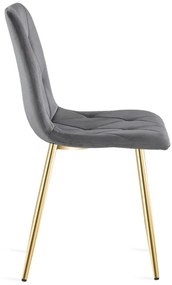 Set štyroch jedálenských stoličiek LIBRA zamatové, tmavosivé / zlaté nohy (4 ks)