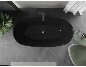 Mexen Eris, voľne stojaca vaňa 170 x 80 cm, čierna,  grafitový prepad, 53441708070-66