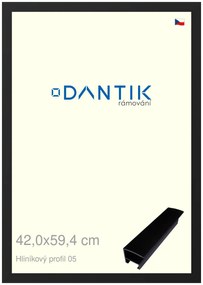 DANTIK rám na obraz 42x59,4 | ALU Černá matná (Plexi Čiré)