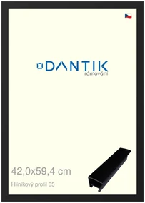 DANTIK rám na obraz 42x59,4 | ALU Černá matná (Plexi Čiré)