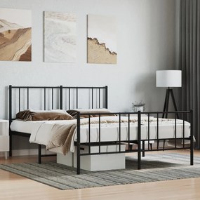 Kovový rám postele s čelom a podnožkou čierny 160x200 cm 352501