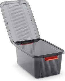 Sivý plastový úložný box s vekom 59x39x45 cm K Latch Box – KIS
