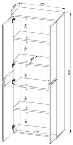 Kancelářská knihovna Brego 01 75 cm grafit/dub Artisan