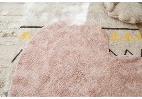 Ružový prateľný ručne tkaný bavlnený detský koberec 160x180 cm Puffy Love – Lorena Canals