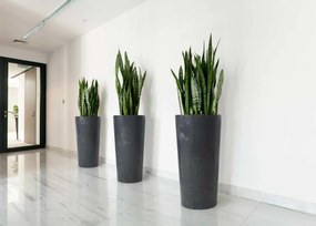 PLASTOVÝ KVETINÁČ URBANIKA 57X30 CM IMITÁCIA BETÓNU ČIERNA