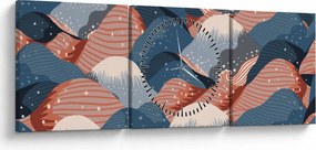 Obraz - Japonské vlny (s hodinami) (90x30 cm)