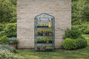 Mini fóliový skleník s policami BestBerg BBGH-158 / 68 × 49 × 158 cm / čierna/transparentná