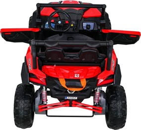 Ramiz UTV-MX batériová bugina pre deti Červená + pohon 4x4 + diaľkové ovládanie + LED zvuk + úložný priestor + EVA + pomalý štart