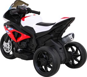 Ramiz BMW HP4 Detský motocykel na batérie Červená + 3 kolieska + LED + MP3 USB + Eco koža