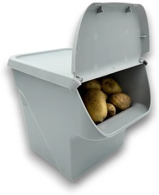 Úložný box na zemiaky a cibuľu s vetraním, VEGBOX sivý (14l - 10kg zemiakov)
