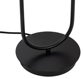 Art Deco stolná lampa čierna s dymovým sklom 2-svetlo - Laura