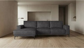 Antracitová rohová pohovka z imitácie kože (ľavý roh) Copenhagen – Scandic