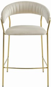 Set dvoch barových stoličiek BADIA zamatové béžové (zlaté nohy) 2 ks