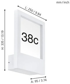 Eglo 98143 - Domové číslo MONTEROS 1xE27/28W/230V IP44 biela