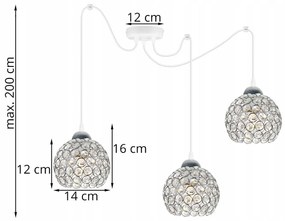 Závesné svietidlo Crystal Spider, 3x strieborné krištáľové tienidlo, (chrómové uchytenie), w