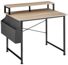 tectake 404665 písací stôl s policou a látkovým úložným boxom - industrial svetlé drevo, dub sonoma, 120 cm