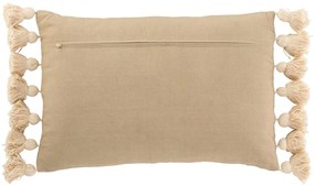 Taupe vankúš so strapcami a výplňou Pompom - 50*35cm