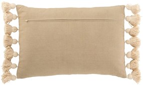 Taupe vankúš so strapcami a výplňou Pompom - 50*35cm