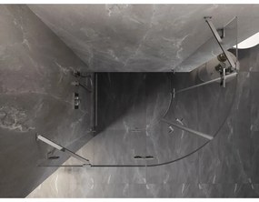 Mexen Lunar, polkruhový sprchový kút naklápací doľava 80 x 70 cm, 8mm číre sklo, chrómový profil, 833-080L-070P-01-00