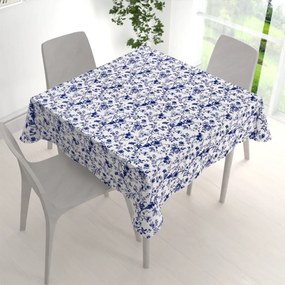 Biante Bavlnený štvorcový obrus Sandra SA-639 Modré kvety na bielom 90x90 cm