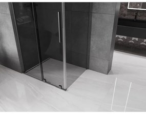Mexen Velar L, sprchový kút s posuvnými dverami 110 x 80 cm, 8mm šedé sklo, grafit brúsený, 871-110-080-43-66