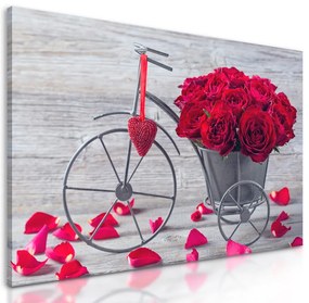 Obraz krásna kytica ruží v železnom črepníku