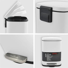 Matne biely nášľapný oceľový odpadkový kôš 5 l Akira – Spirella