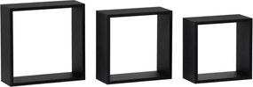 Set troch nástenných políc čierne P-008 BK (3 ks)