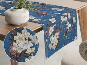 Biante Teflónový behúň na stôl TF-061 Kvety na modrom 35x140 cm