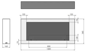 InFire - Nástenný BIO krb 120x56 cm 3kW biela