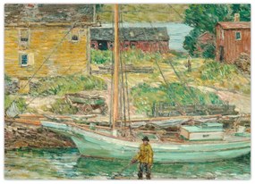 Obraz - Childe Hassam, Oyster Sloop, Cos Cob, reprodukcia (70x50 cm)