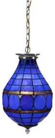 Závesná Tiffany lampáš BLUE CHROME Ø24