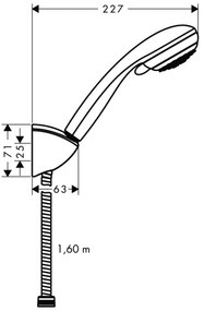 Hansgrohe Crometta 85, sprchový set Vario s držiakom, hadica 1600 mm, chrómová, HAN-27559000