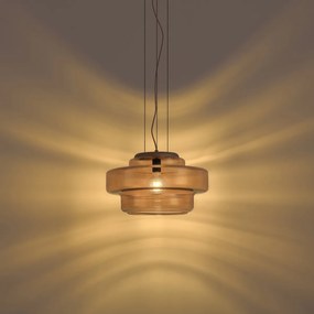Retro závesná lampa tmavý bronz s jantárovým sklom - Barb