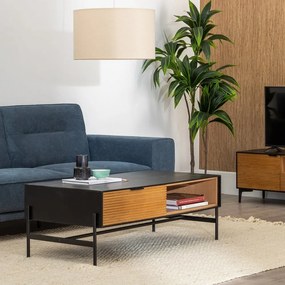 Konferenčný stolík v dekore jaseňa v čiernej a prírodnej farbe 60x124 cm Orleans – Ixia