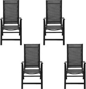 Set 4 ks hliníkových polohovacích kresiel Avenberg ISLA, čierna