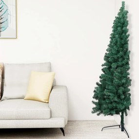 vidaXL Umelý vianočný pol stromček s LED a súpravou gulí zelený 180cm
