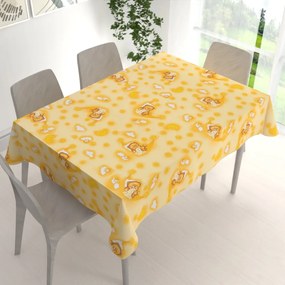 Biante Detský bavlnený obdĺžnikový obrus Sandra SA-727 Spiace medvedíky na žltooranžovom 140x160 cm