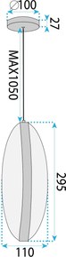 Toolight Toolight, LED závesné svietidlo, 7W, 4000K, 4500lm, G131-CP, zlatá, OSW-02605