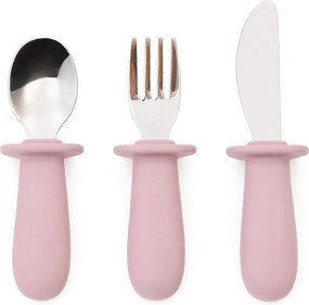 Ružový plastový/zo silikónu detský príbor 3 ks Lili – Kave Home