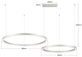 Brilagi - LED stmievateľný luster na lankách PORTOFINO LED/98W/230V strieborný + diaľkové ovládanie