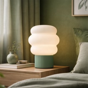 Japandi stolná lampa zelená s opálovým sklom 18 cm - Kumo