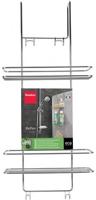 Závesná oceľová kúpeľňová polička bez vŕtania v lesklo striebornej farbe Luxy – Metaltex