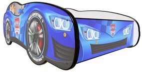 TOP BEDS Detská auto posteľ Racing Car Hero - Dogs Adventure modrá 160cm x 80cm - 5cm