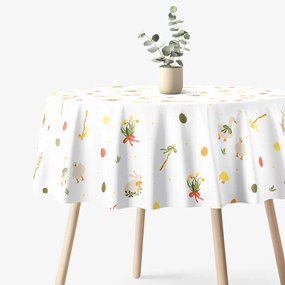 Goldea veľkonočný okrúhly obrus z pevnej bavlny - tradičná veľká noc Ø 110 cm