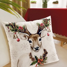 Vianočná obliečka na vankúš Velvet Jeleň 40x40 cm | INTERMEDIC SK