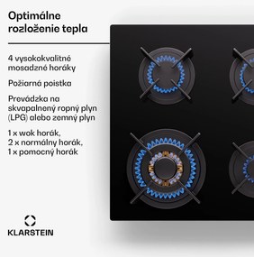 Klarstein Goldflame 4, plynová varná doska, 4 horáky