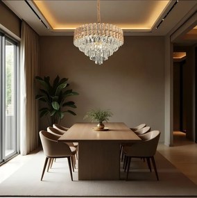 Toolight Toolight, krištáľové stropné svietidlo 50cm, 7xE14, G054-CP, zlatá, OSW-08948